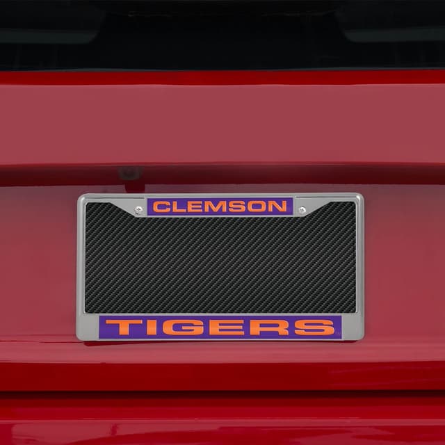 Detalle de Rico Industries NCAA Unisex Laser Cut Inlaid Standard Chrome License Plate Frame