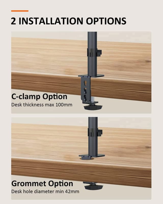 Detalle 2 de Suptek MD6401 supporto per monitor da braccio con inclinazione e rotazione per schermi 13–27" VESA 75x75 / 100x100
