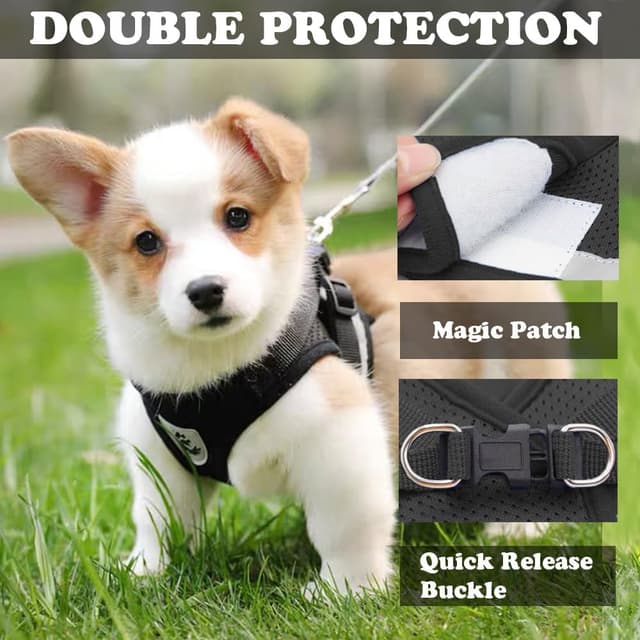 Detalle de Anlitent Soft Mesh No Pull Cat Harness and Lead Set (Black, X-Large) with Escape Proof Kitten Vest
