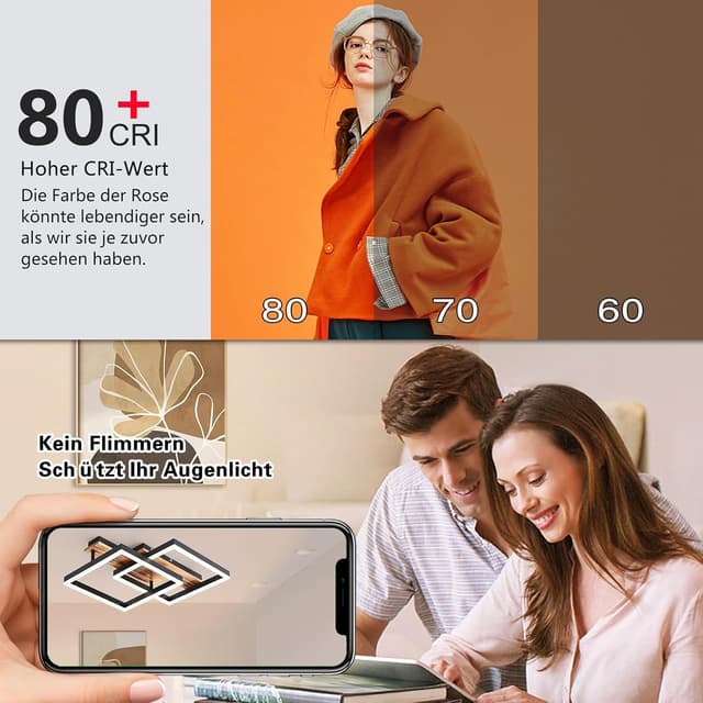 Thumbnail 6 de SEATAIN LED Deckenleuchte Holz dimmbar (47 cm) mit Fernbedienung, Memory-Funktion & Nachtlicht