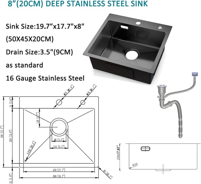 Thumbnail 2 de Bokaiya fregadero de acero inoxidable empotrado en forma de X