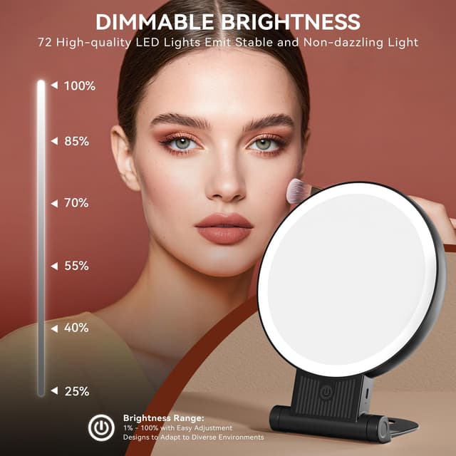 Thumbnail 6 de Auxmir Kosmetikspiegel mit Beleuchtung – 30X/1X doppelseitig, dimmbar, 3 Lichtfarben, 2000 mAh, faltbar