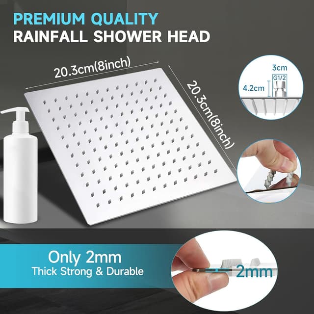 Thumbnail 2 de HAUSPROFI Rain Shower Head 8 inch