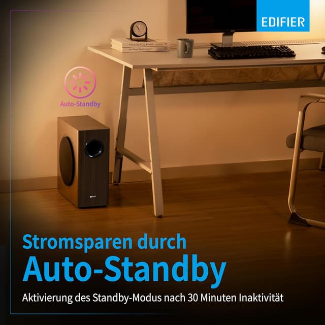 Thumbnail 6 de Edifier T5s Aktiv-Subwoofer mit 8‑Zoll‑Tieftöner, 70 Watt RMS und Low‑Pass‑Filter bis 35 Hz