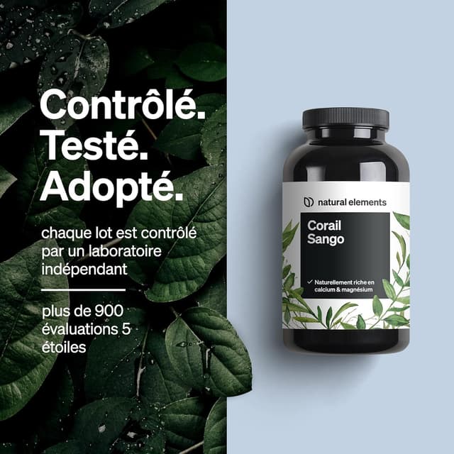 Detalle de Corail marin sango – 180 gélules (660 mg calcium, 330 mg magnésium) Source naturelle