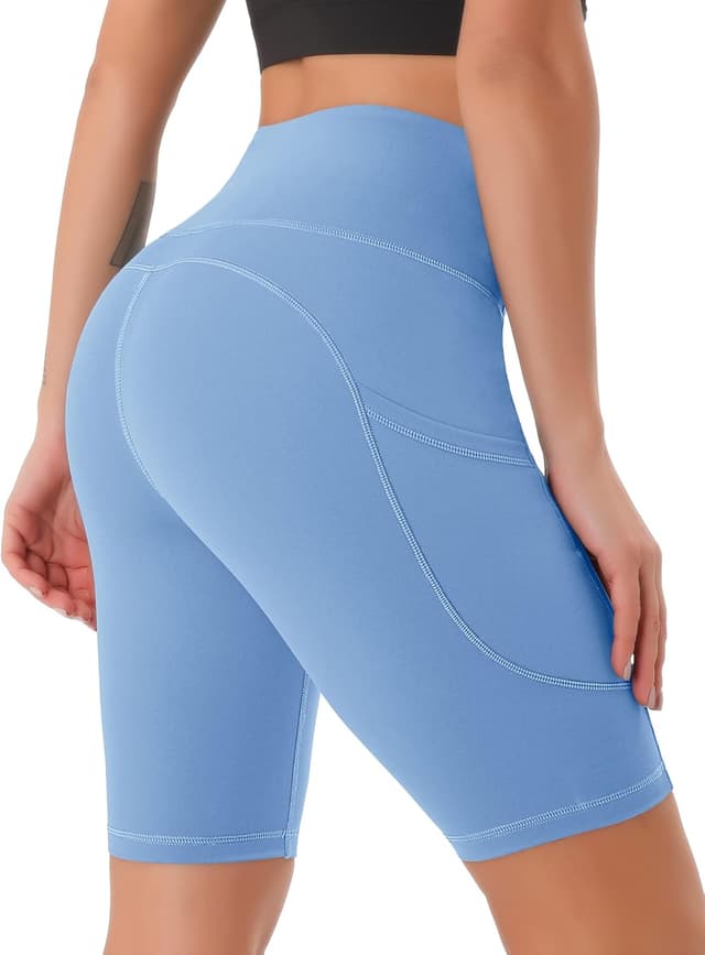 Detalle de Persit Damen kurze Leggings mit Taschen – blickdichte Radlerhose im High-Waist-Design