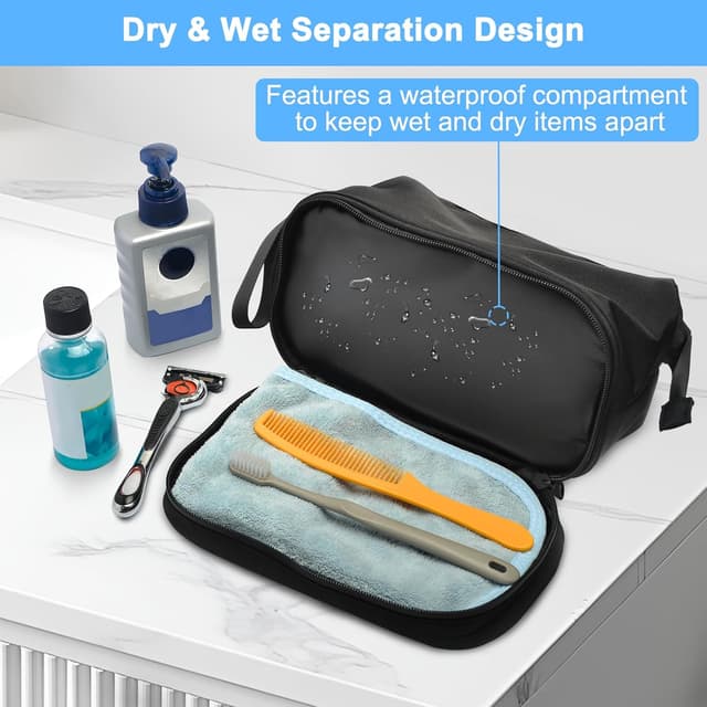 Thumbnail 2 de Lermende Kulturbeutel für Herren – wasserdichte Reisekulturtasche mit Trocken-/Nasstasche (Schwarz)