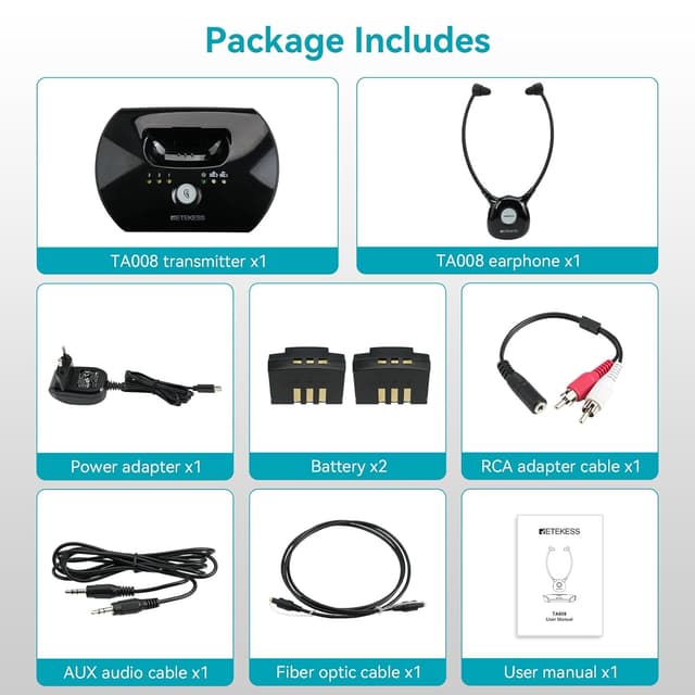 Thumbnail 6 de Retekess TA008 kabellose Funkkopfhörer für TV mit 2,4G Low-Latency, 30 m & einstellbarer Dämpfung