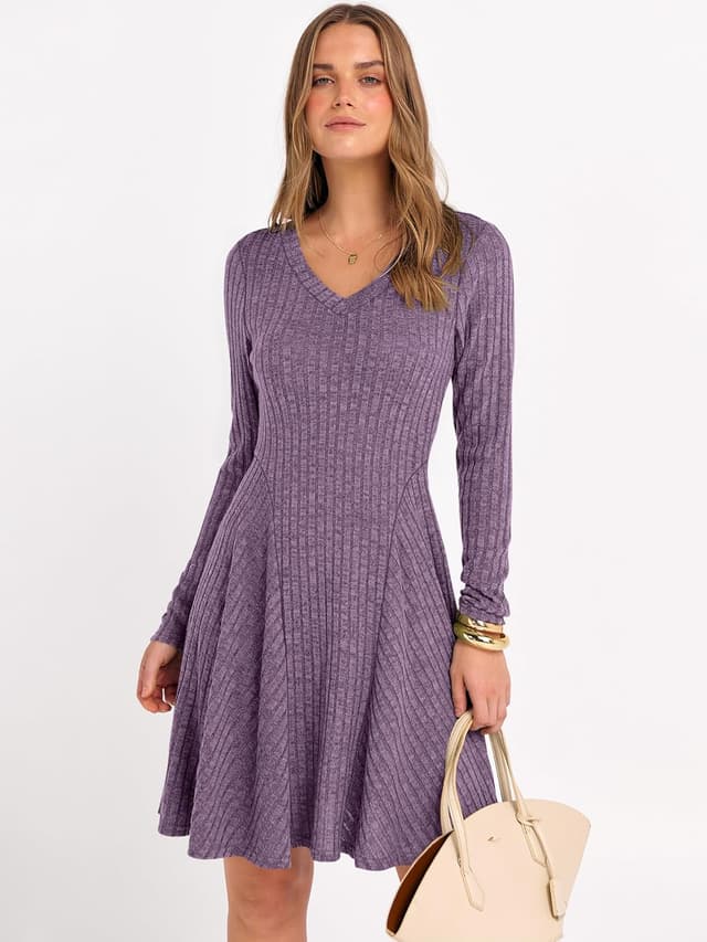 Thumbnail 5 de ANRABESS Women Long Sleeve Ribbed Sweater Dress