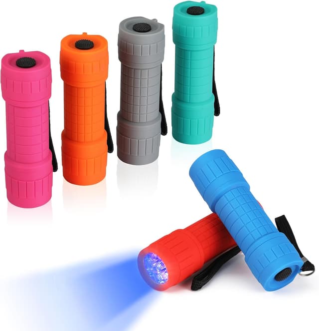 Detalle de EverBrite Torcia UV LED portatile da 395 nm (confezione da 6 pezzi, 6 colori) per rilevare macchie e urina di animali