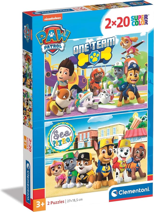 Detalle de Clementoni Supercolor Puzzle Paw Patrol 24779, 2 puzzle da 20 pezzi (bambini 3+)