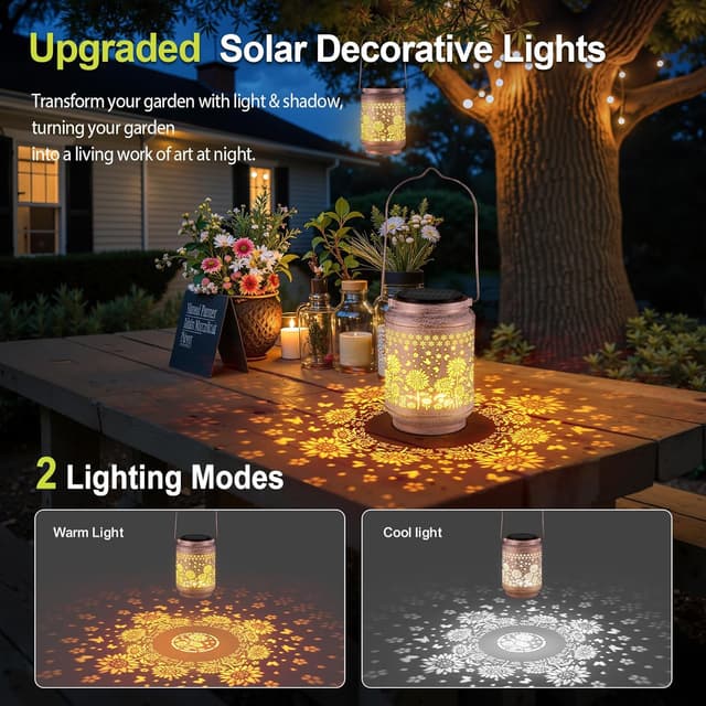 Detalle de BUCASA 2-Pack outdoor sunflower solar lantern garden ornaments (waterproof hanging lights)