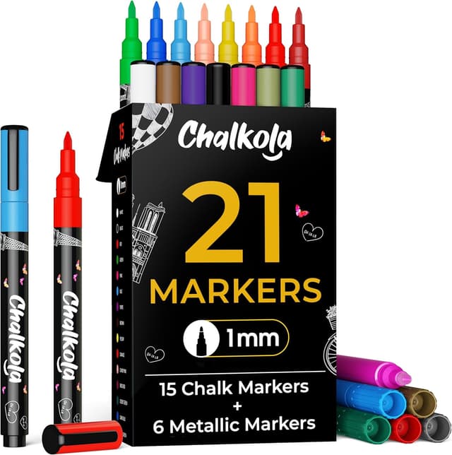 Imagen de Chalkola Marqueurs Craie Extra Fins 1mm Pack 21 en OfertitasTOP
