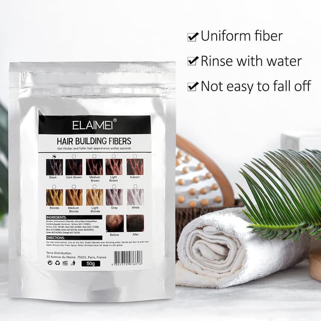 Detalle 2 de IKZEE Fibre per capelli nere (Nero) 50 g: fibre per correggere diradamento e zone calve