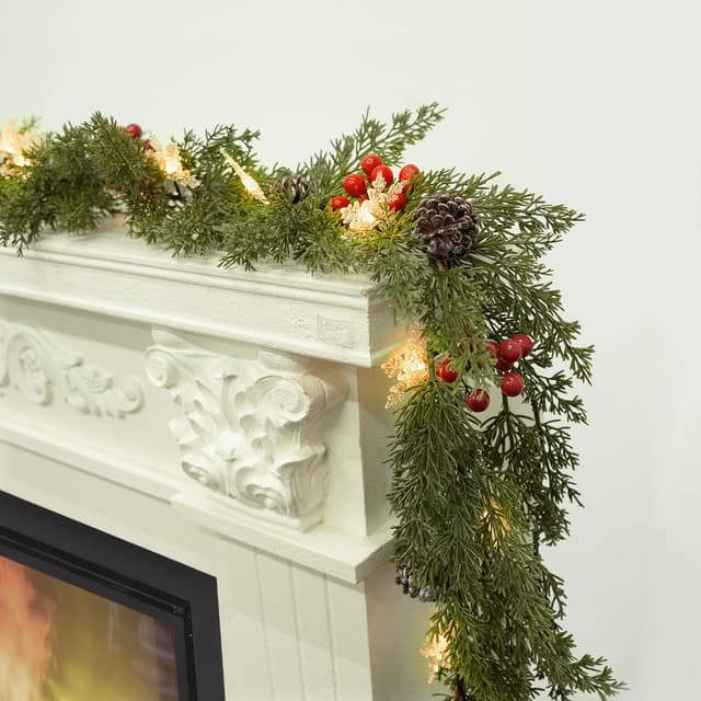 Detalle 2 de JDKPK 6FT Cedar Garland Decor with Lights 🎄