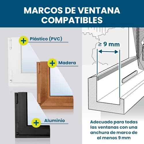 Detalle de Hoberg Mosquitera para Ventanas con fijación magnética (negra) recortable hasta 150 x 130 cm