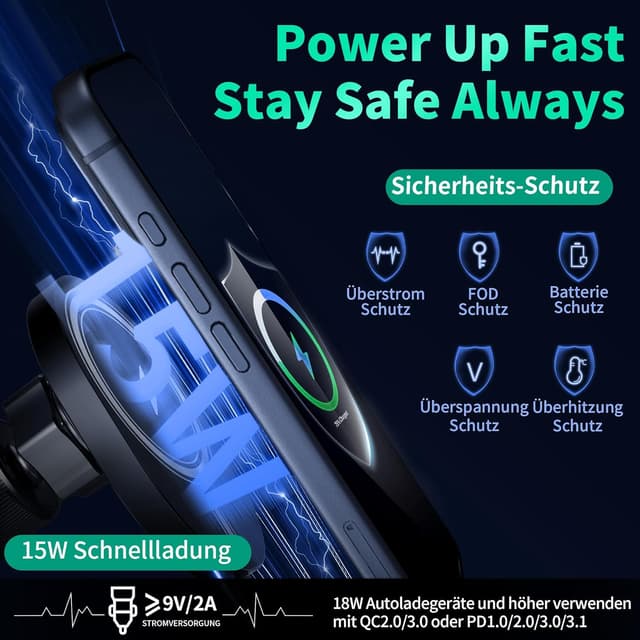 Detalle de for MagSafe Car Mount Charger 15W Fast Charging – Wireless MagSafe car phone holder