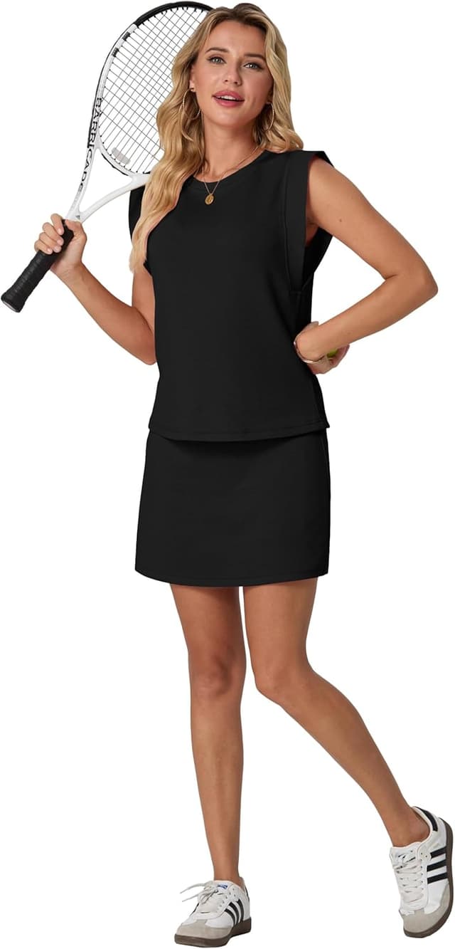 Thumbnail 3 de GRECERELLE 2026 Women’s Summer 2-Piece Skort Set (Cap Sleeve Top & Tennis Skirt with Pockets)