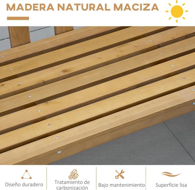 Thumbnail 4 de Outsunny Banco 3 plazas jardín 144x60x77 cm