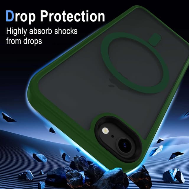 Detalle 2 de Coque magnétique XTCASE pour iPhone 8 / SE 2020-2022 compatible MagSafe, dos mat translucide vert foncé