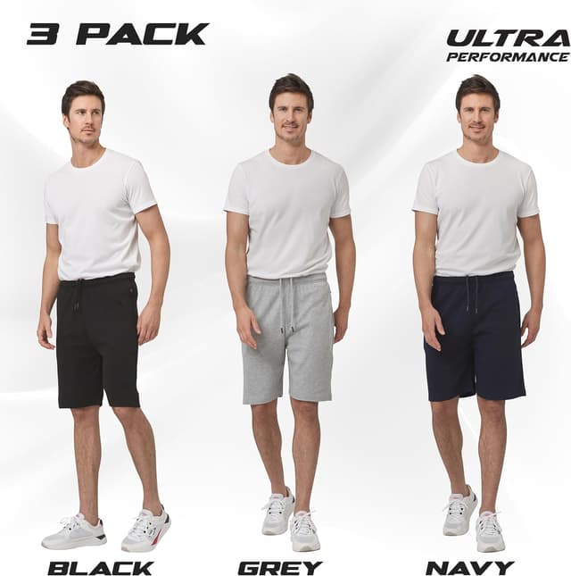 Detalle 2 de Ultra Performance 3-Pack Men’s Athletic Shorts with Zipper Pockets (9-Inch Inseam)