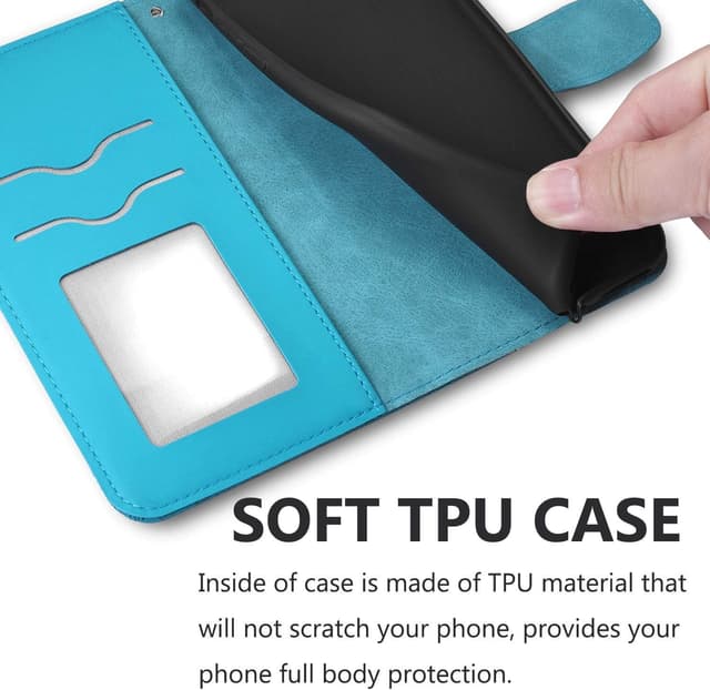 Detalle 2 de norn iPhone 7 Plus / 8 Plus Tree of Life Embossed Folio Case with Stand, Magnetic Closure & Card Slots (Blue)