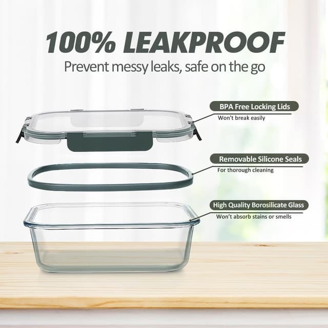 Detalle de VERONES Glass Food Containers 12-pack 🍱