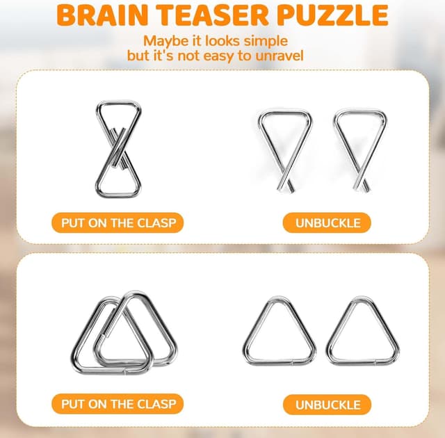 Detalle de Set de casse-têtes en métal 24 pièces (puzzles métalliques IQ) pour adultes et enfants