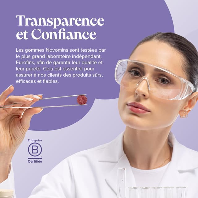 Detalle de Gommes à mâcher Novomins au glycinate de magnésium (450 mg) pour le calme