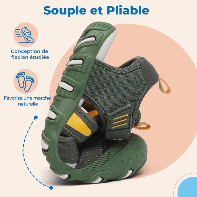 Detalle 2 de SAGUARO sandales enfant à bout fermé (25 à 38) : respirantes, antidérapantes pour l’été