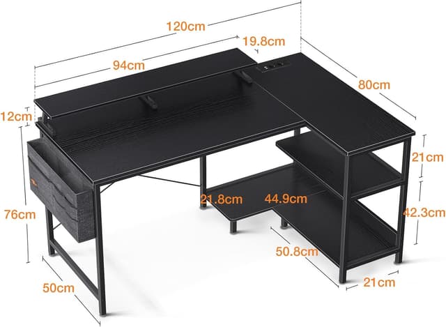 Thumbnail 2 de ODK Escritorio Esquinero Reversible 120x80 cm Escritorio Gaming en L