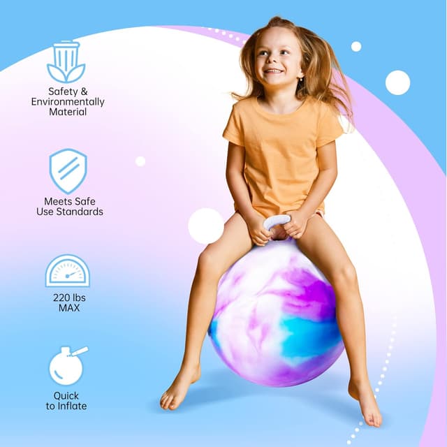 Detalle 2 de ZOOJOY Hopper Ball (20-inch) with Handle — Inflatable Cloud Bounce Hopper Toy for Kids 5–12