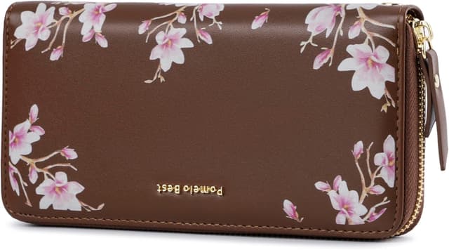 Detalle de Pomelo Best Portefeuille femme en cuir PU zippé avec sangle et blocage RFID