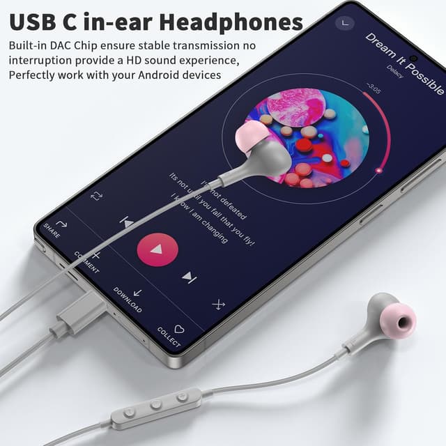 Detalle de USB-C wired earbuds with mic