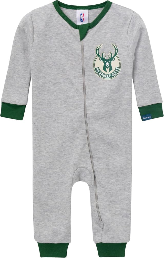 Detalle de Gerber Baby NBA Team Footless Pajamas (Milwaukee Bucks)
