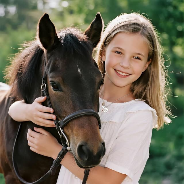 Detalle 2 de TINGN Pferde Mädchen Kette mit Herz-Anhänger und Buchstaben (A-Z) aus 316L Edelstahl
