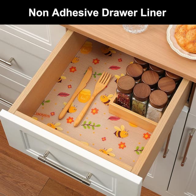 Detalle de Cooyes Shelf Liner Non-Slip EVA Cabinet & Drawer Liner (Amber, 11.8" W x 118" L) – Waterproof, Non-Adhesive
