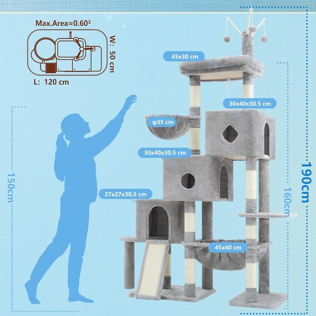 Detalle de Hey-brother Kratzbaum 160 cm für Großkatzen