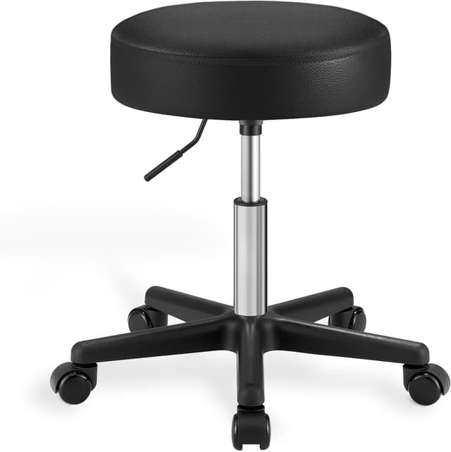 Detalle de SONGMICS Drehhocker auf Rollen LJB61B – höhenverstellbar (46–58 cm) für Studio, Salon & Büro