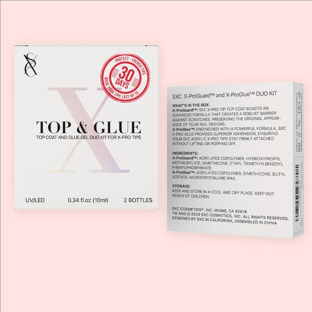 Thumbnail 6 de SXC Cosmetics X-Pro Tips Top Coat & Glue Gel Duo Set for French acrylic nails