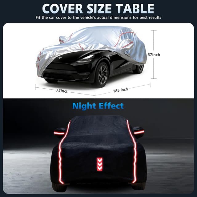 Detalle de Ngwytong Waterproof All-Weather Car Cover for Tesla Model Y (2020–2025) with 14-Point Fastening