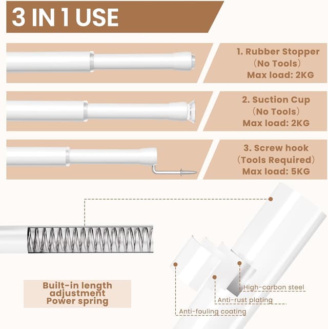 Detalle 2 de WELDUN 3er Teleskopstange 80 bis 110 cm