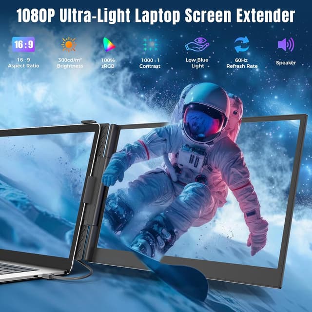 Detalle 2 de KEFEYA Écran portable 14" triple (extension PC) FHD 1080p 100% sRGB, plug & play