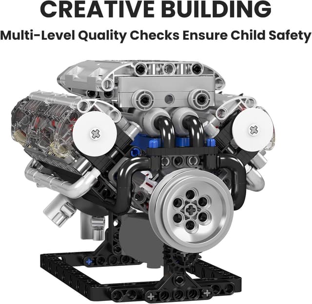 Detalle de Mould King 10088 Technik V8 Motor Bausatz (535 Teile) mit Sound-Engine-Modul