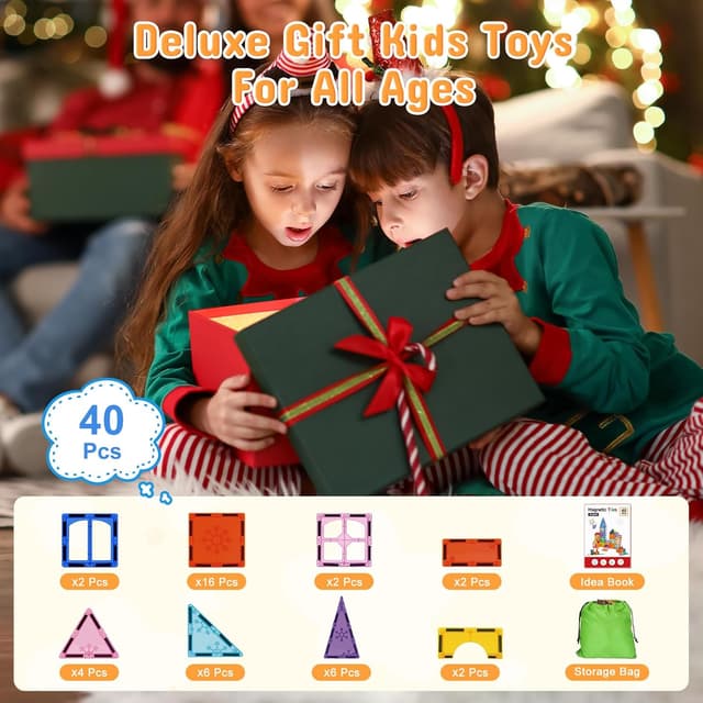 Detalle 2 de Xekel 40PCS Magnetic Tiles 3D Building Set