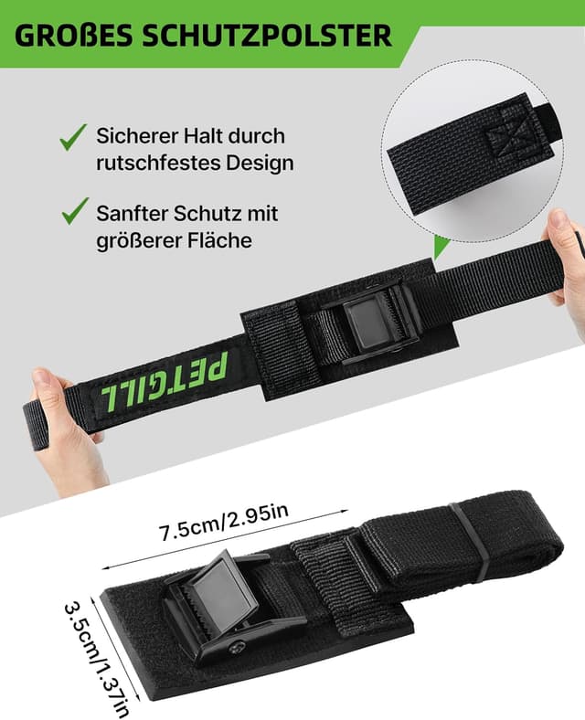 Detalle de Spanngurte mit Polsterung (40 cm, 20 mm) für Fahrradträger – 4 Stück, bis 200 kg Belastbarkeit