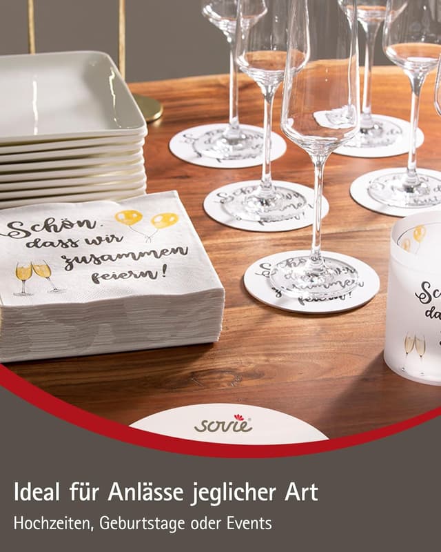 Thumbnail 4 de Sovie Einmalservietten Sekt 100 Stück 33 x 33 cm 🎉