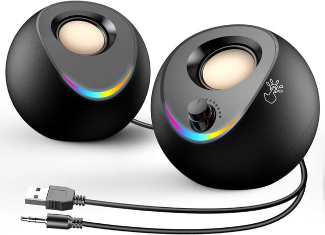 Detalle de LENRUE PC speakers USB and AUX, stereo