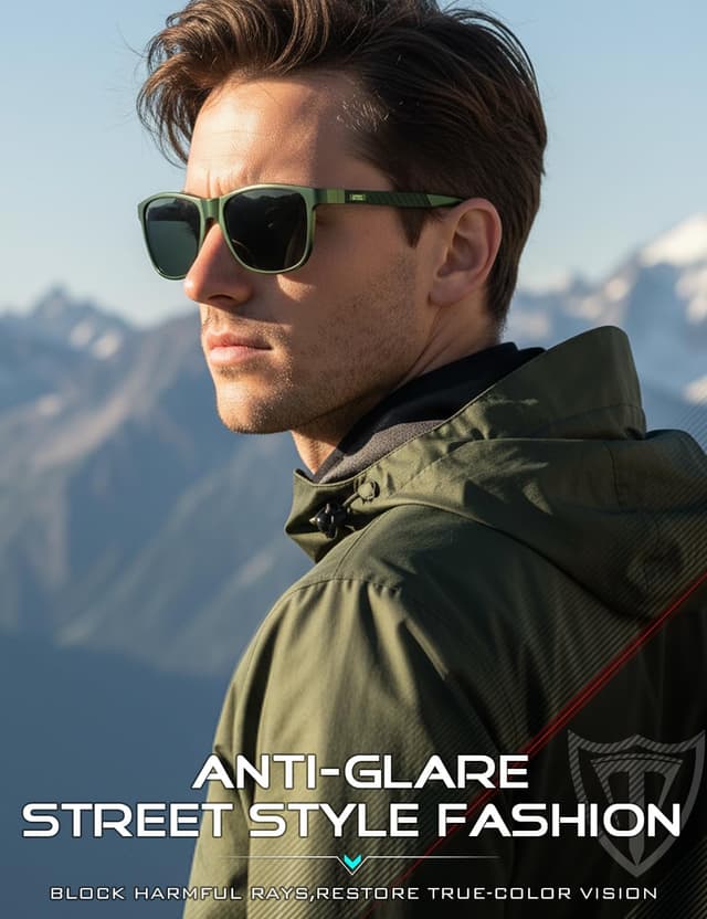 Detalle de ATTCL Herren-Sonnenbrille polarisiert für Autofahren mit UV400-Schutz, leichter AL-MG Rahmen & verspiegelter Scheibe