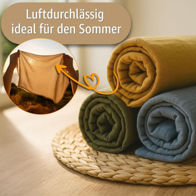 Thumbnail 3 de Musselin Decke Babydecke Baumwolle 100 x 150 cm